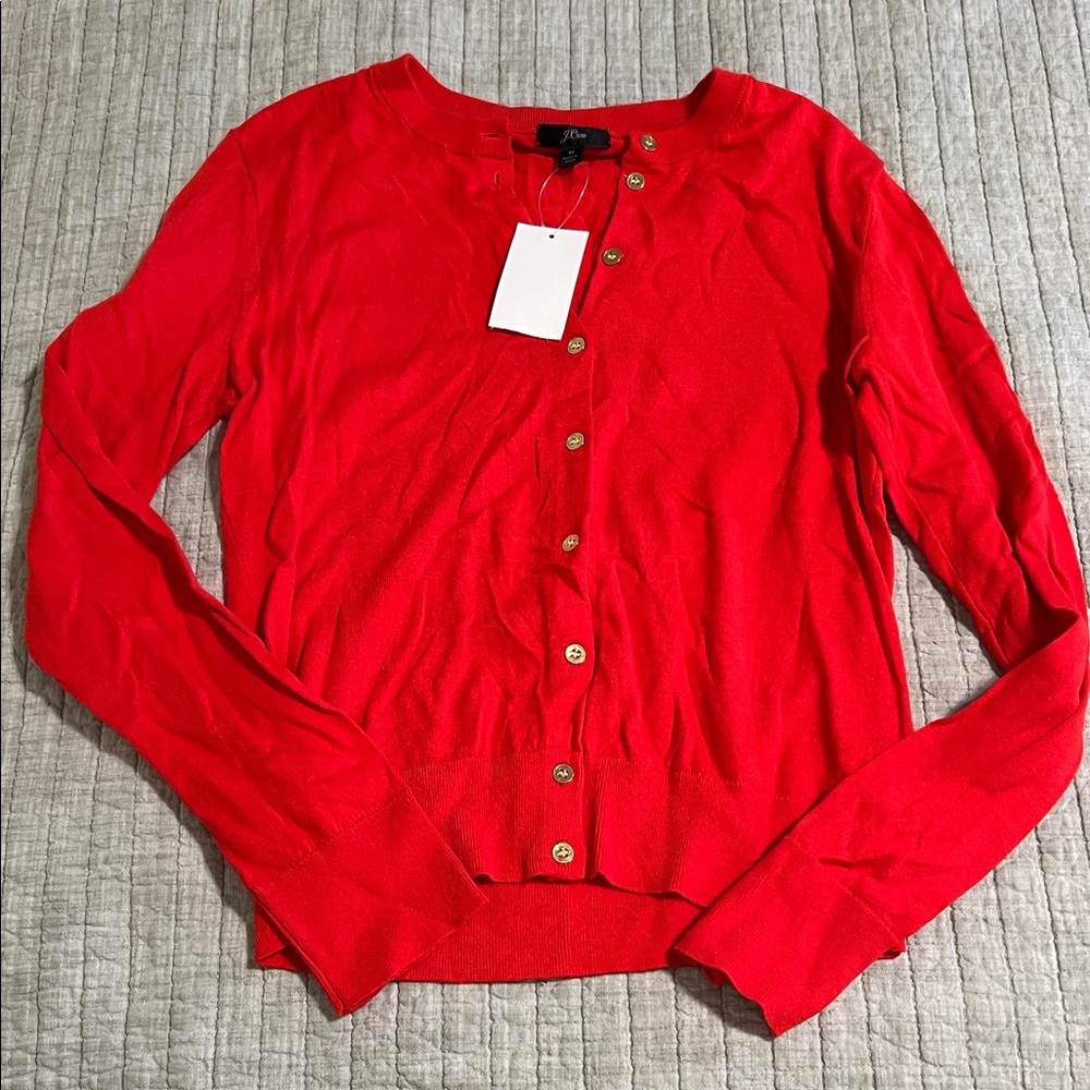 🔥🔥🔥J. Crew – Cotton Cardigan/BRIGHT CERISE / M